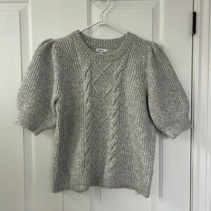 Reitmans Grey Cable Knit Puff Sleeve Sweater Medium